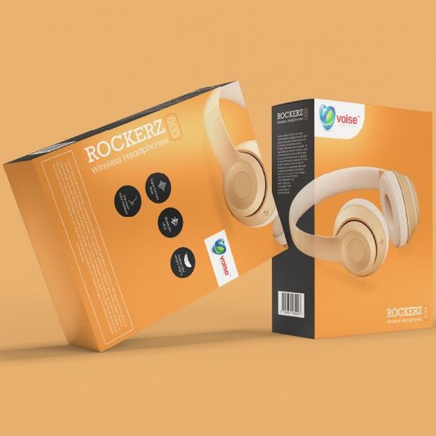 Orange-colored headphone packaging design