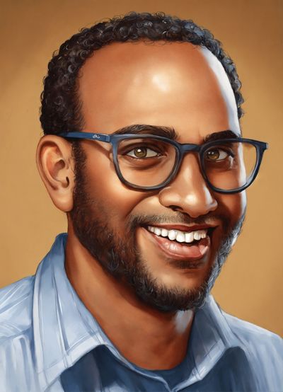 Illustration of a middle-aged man with spectacles.