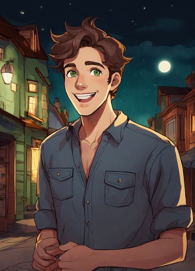 Illustration of a young adult wearing denim shirt.