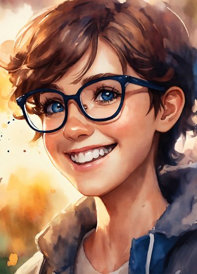 Illustration of a young girl in specs.